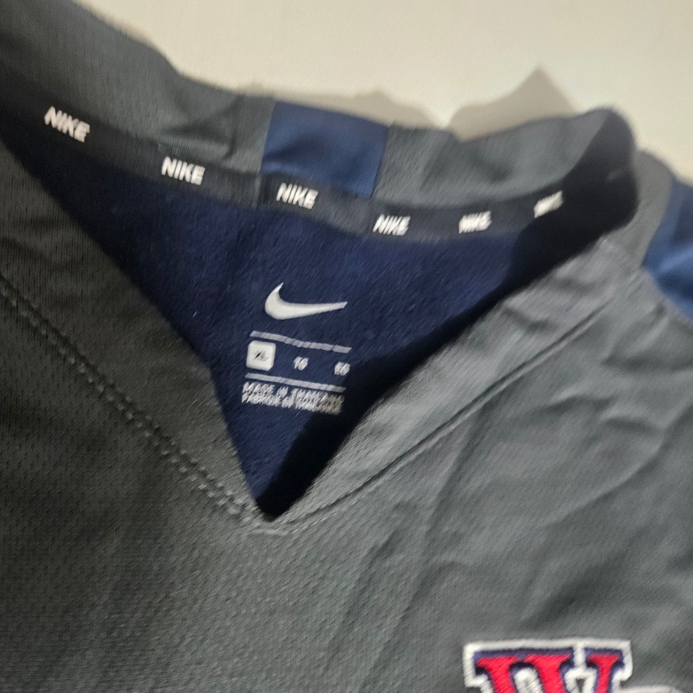 Nike Mens XL WP Training Top Grey Navy Blue V-Neck Long Sleeve Pullover Shirt - Picture 5 of 5